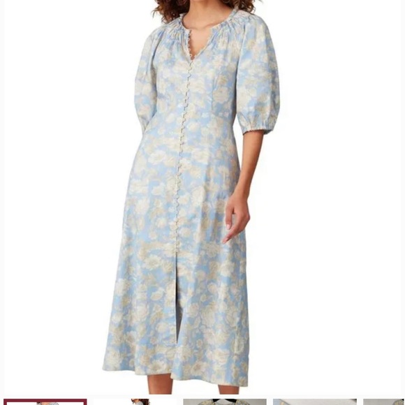 Rebecca Taylor Short-Sleeve Satin Leaf Floral Dress - Picture 2 of 6